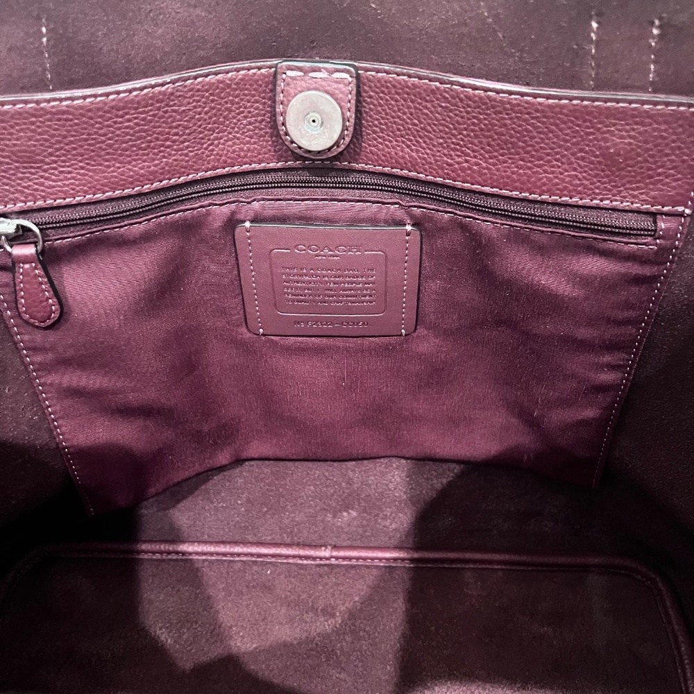 Coach Pebble Leather Cameron Large Tote Shoulder Bag in Burgundy / Wine - Picture 10 of 13